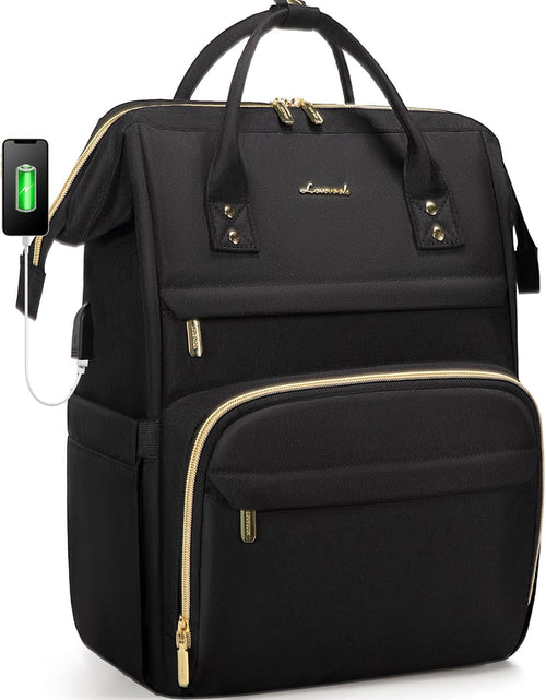Load image into Gallery viewer, Laptop Backpack Women Teacher Backpack Nurse Bags, 15.6 Inch Womens Work Backpack Purse Waterproof Anti-Theft Travel Back Pack with USB Charging Port (Black)
