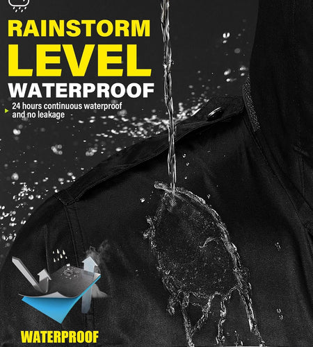 Raincoat Waterproof Long Rain Jacket Lightweight Rainwear Reflective with Packable Hood for Men Women Adults