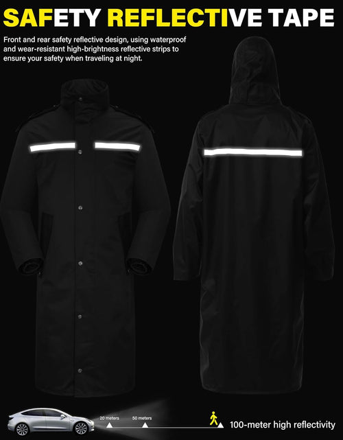 Load image into Gallery viewer, Raincoat Waterproof Long Rain Jacket Lightweight Rainwear Reflective with Packable Hood for Men Women Adults
