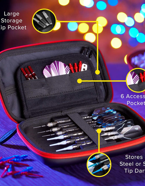 Load image into Gallery viewer, Sentinel EVA Foam Shell Dart Case, Holds 6 Darts and Extra Accessories, Tips, Shafts and Flights, Compatible with Steel Tip and Soft Tip Darts
