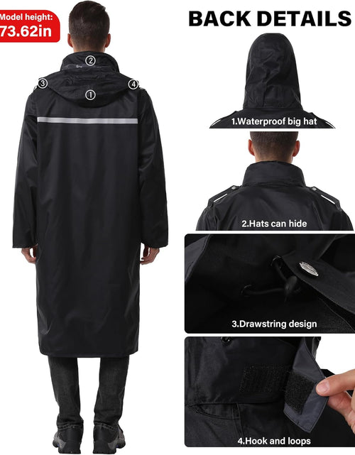 Load image into Gallery viewer, Raincoat Waterproof Long Rain Jacket Lightweight Rainwear Reflective with Packable Hood for Men Women Adults
